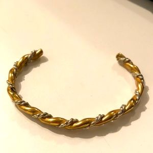Gold and Silver Cuff Bracelet Bangle - hallmarked